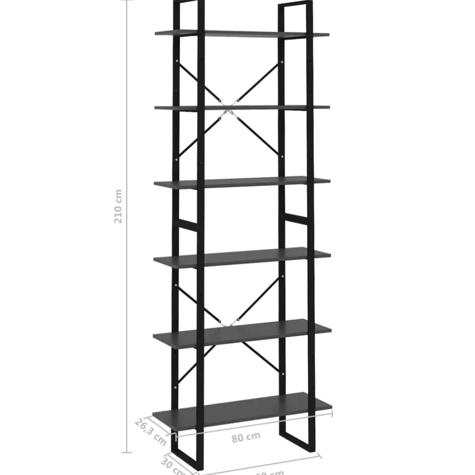 Kirjahylly 80x30x105 cm tekninen puu harmaa