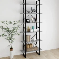 Kirjahylly 80x30x105 cm tekninen puu harmaa