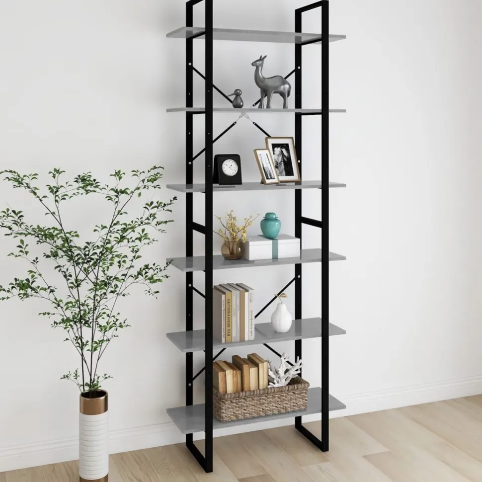 Kirjahylly 80x30x105 cm tekninen puu harmaa