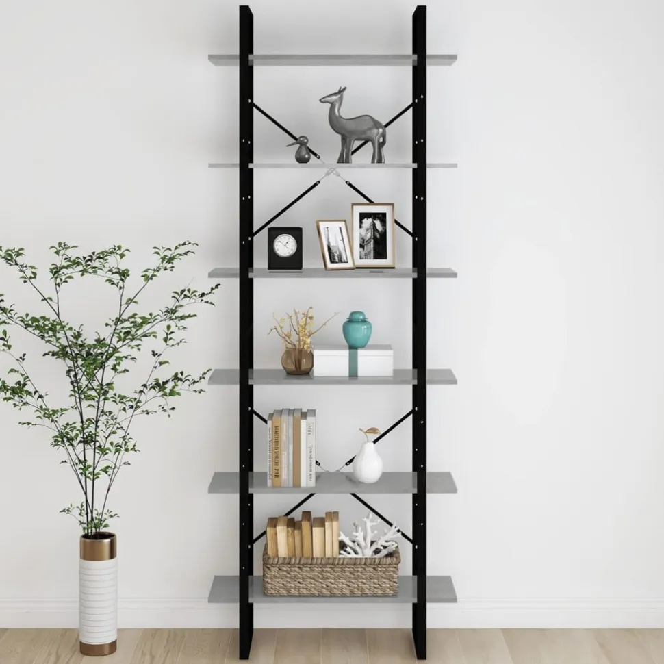Kirjahylly 80x30x105 cm tekninen puu harmaa