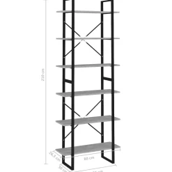 Kirjahylly 80x30x105 cm tekninen puu harmaa