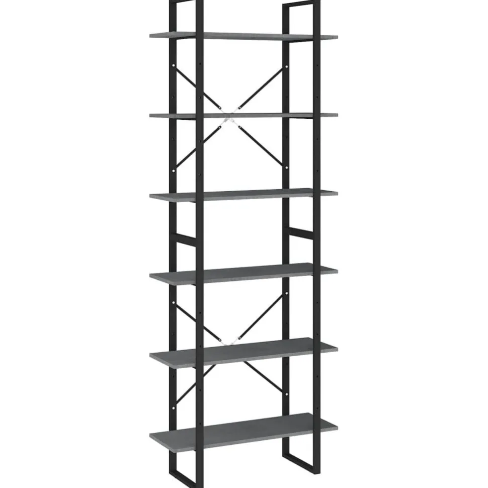 Kirjahylly 80x30x105 cm tekninen puu harmaa