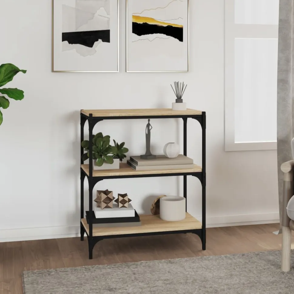 Kirjahylly 40x33x70,5 cm tekninen puu ja teräs harmaa