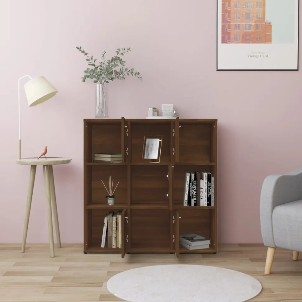 Kirjahylly 90x30x90 cm tekninen puu pähkinä
