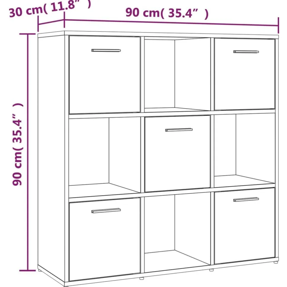 Kirjahylly 90x30x90 cm tekninen puu pähkinä
