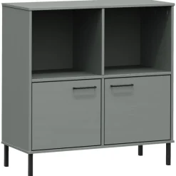 Kirjakaappi metallijaloilla 90x35x90,5 cm täyspuu Oslo ruskea