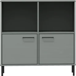 Kirjakaappi metallijaloilla 90x35x90,5 cm täyspuu Oslo ruskea
