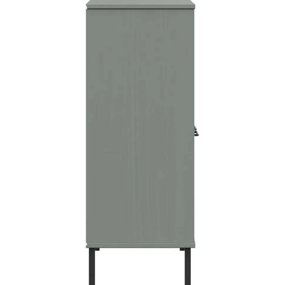 Kirjakaappi metallijaloilla 90x35x90,5 cm täyspuu Oslo ruskea