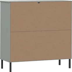 Kirjakaappi metallijaloilla 90x35x90,5 cm täyspuu Oslo ruskea