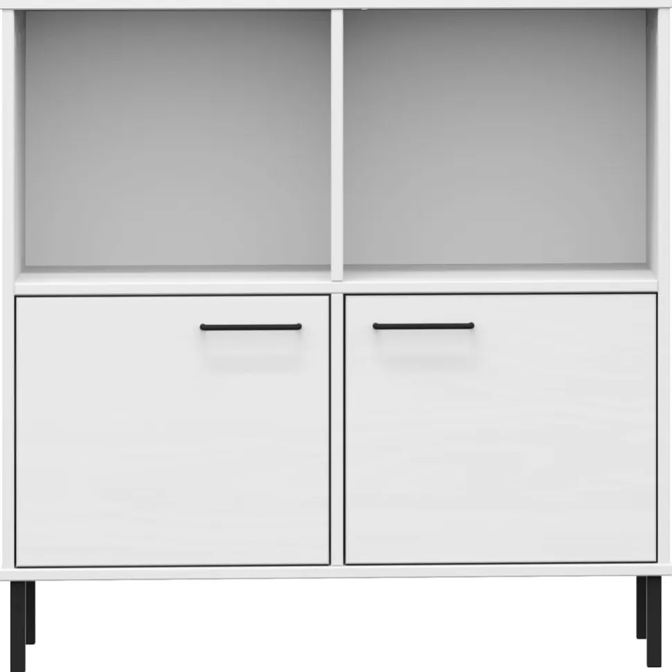 Kirjakaappi metallijaloilla 90x35x90,5 cm täyspuu Oslo ruskea