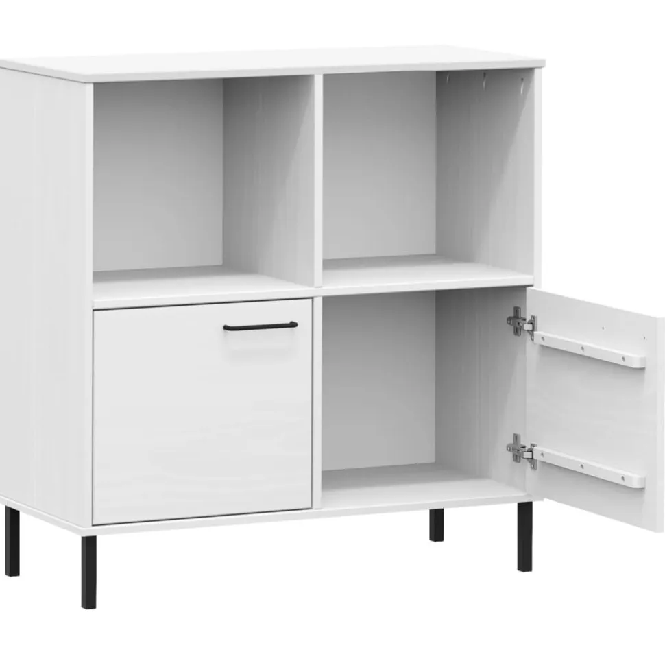 Kirjakaappi metallijaloilla 90x35x90,5 cm täyspuu Oslo ruskea