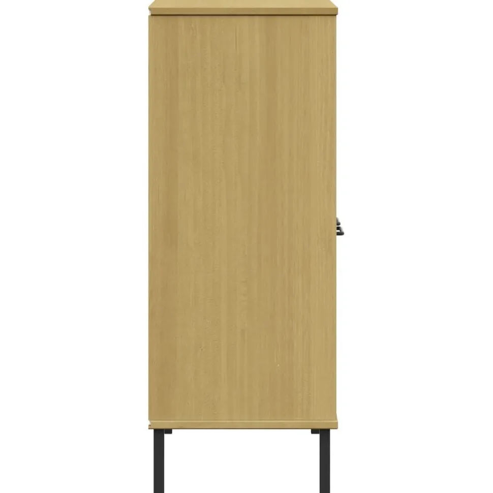 Kirjakaappi metallijaloilla 90x35x90,5 cm täyspuu Oslo ruskea