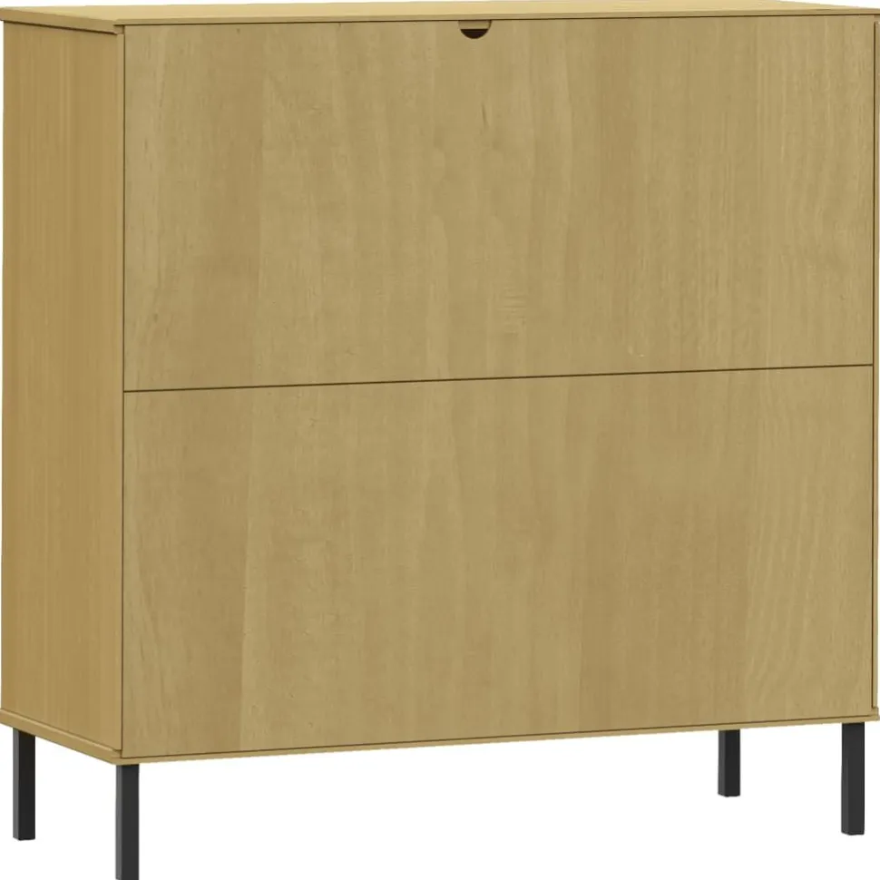 Kirjakaappi metallijaloilla 90x35x90,5 cm täyspuu Oslo ruskea