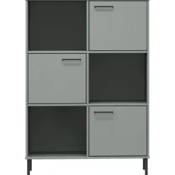Kirjakaappi metallijaloilla 90x35x128,5 cm täyspuu Oslo ruskea