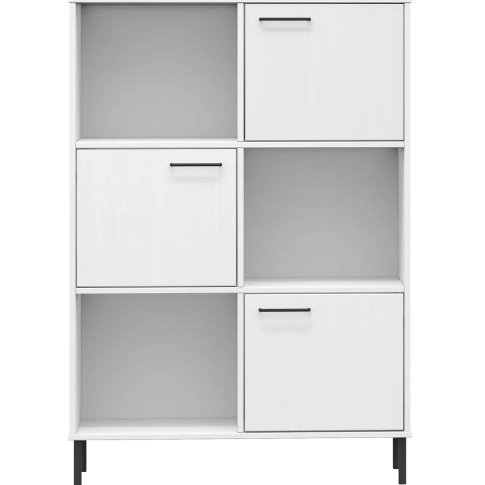 Kirjakaappi metallijaloilla 90x35x128,5 cm täyspuu Oslo ruskea