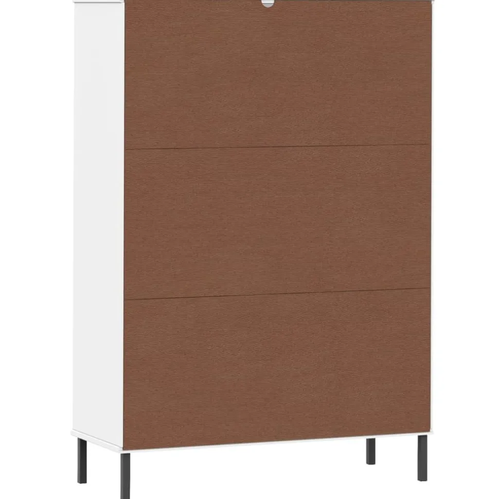 Kirjakaappi metallijaloilla 90x35x128,5 cm täyspuu Oslo ruskea