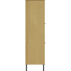 Kirjakaappi metallijaloilla 90x35x128,5 cm täyspuu Oslo ruskea