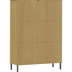 Kirjakaappi metallijaloilla 90x35x128,5 cm täyspuu Oslo ruskea
