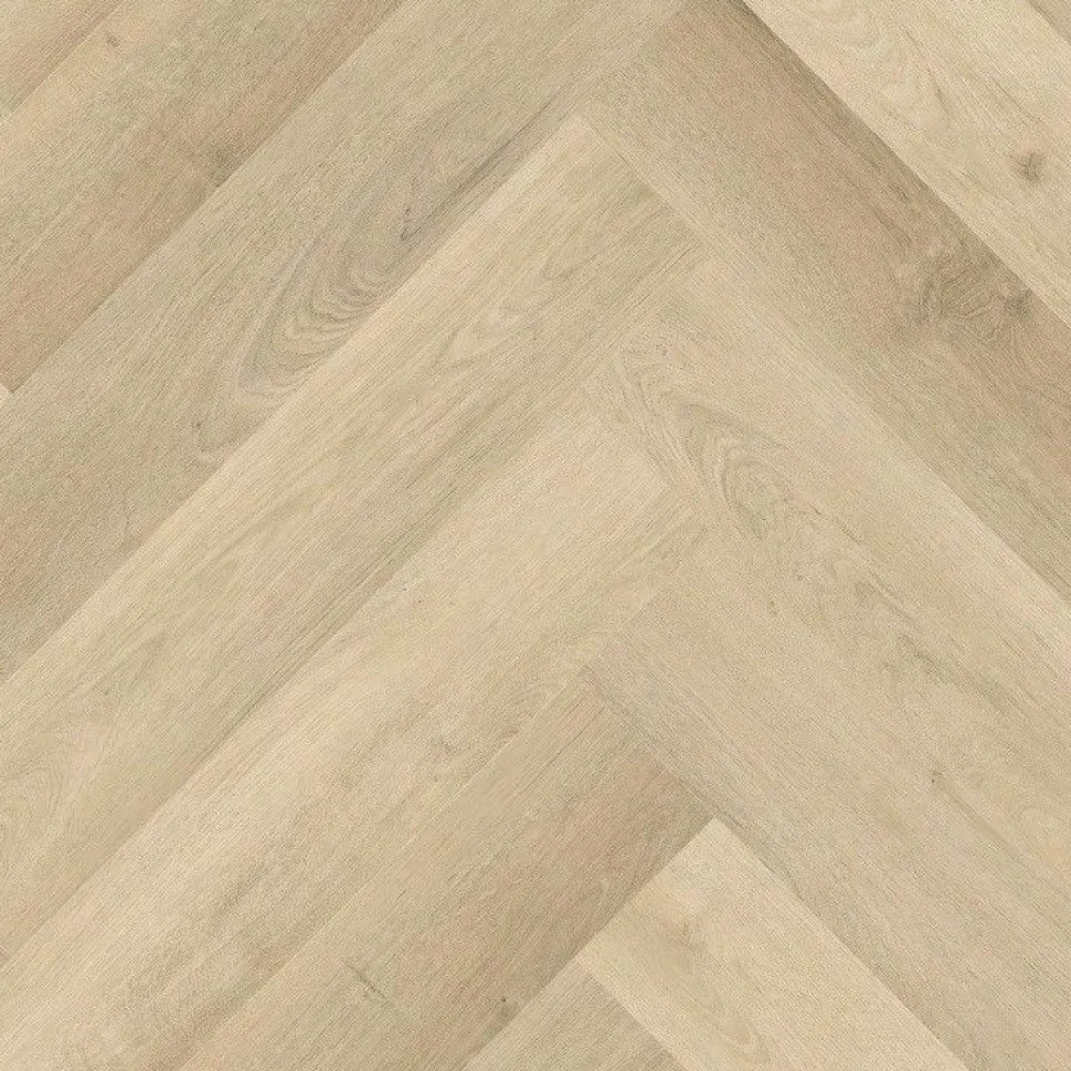 Kivikomposiittikalanruotovinyylilankku DomusFlooring Aino vaaleatammi, integroitu askeläänieriste