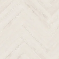 Kivikomposiittikalanruotovinyylilankku DomusFlooring Hiisi valkaistu, integroitu askeläänieriste