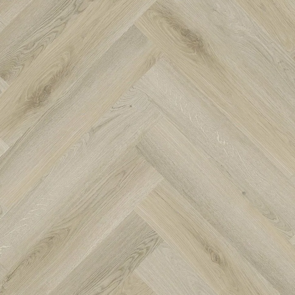 Kivikomposiittikalanruotovinyylilankku DomusFlooring Otso hiekkatammi, integroitu askeläänieriste