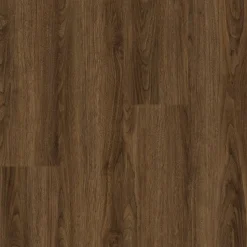 Kivikomposiittivinyylilankku DomusFlooring Pellervon pähkinä, integroitu askeläänieriste