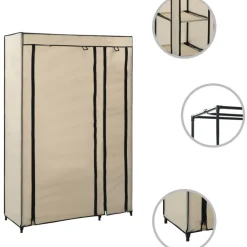Kokoontaitettavat vaatekaapit 2kpl kerma 110cm kangas