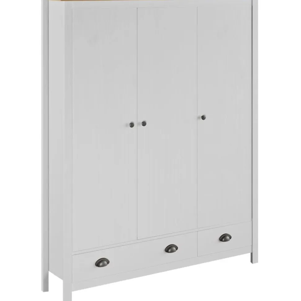 Kolmiovinen vaatekaappi hill range valk. 127cm mänty