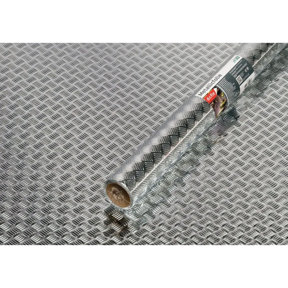Kontaktimuovi D-C-Fix 340-0060, 0.45x1.5m, metallinen ruudullinen, korkeakiiltoinen, metalli, hopea