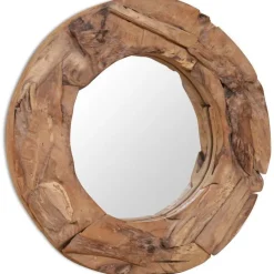 Koristeellinen peili pyöreä 60 cm tiikki