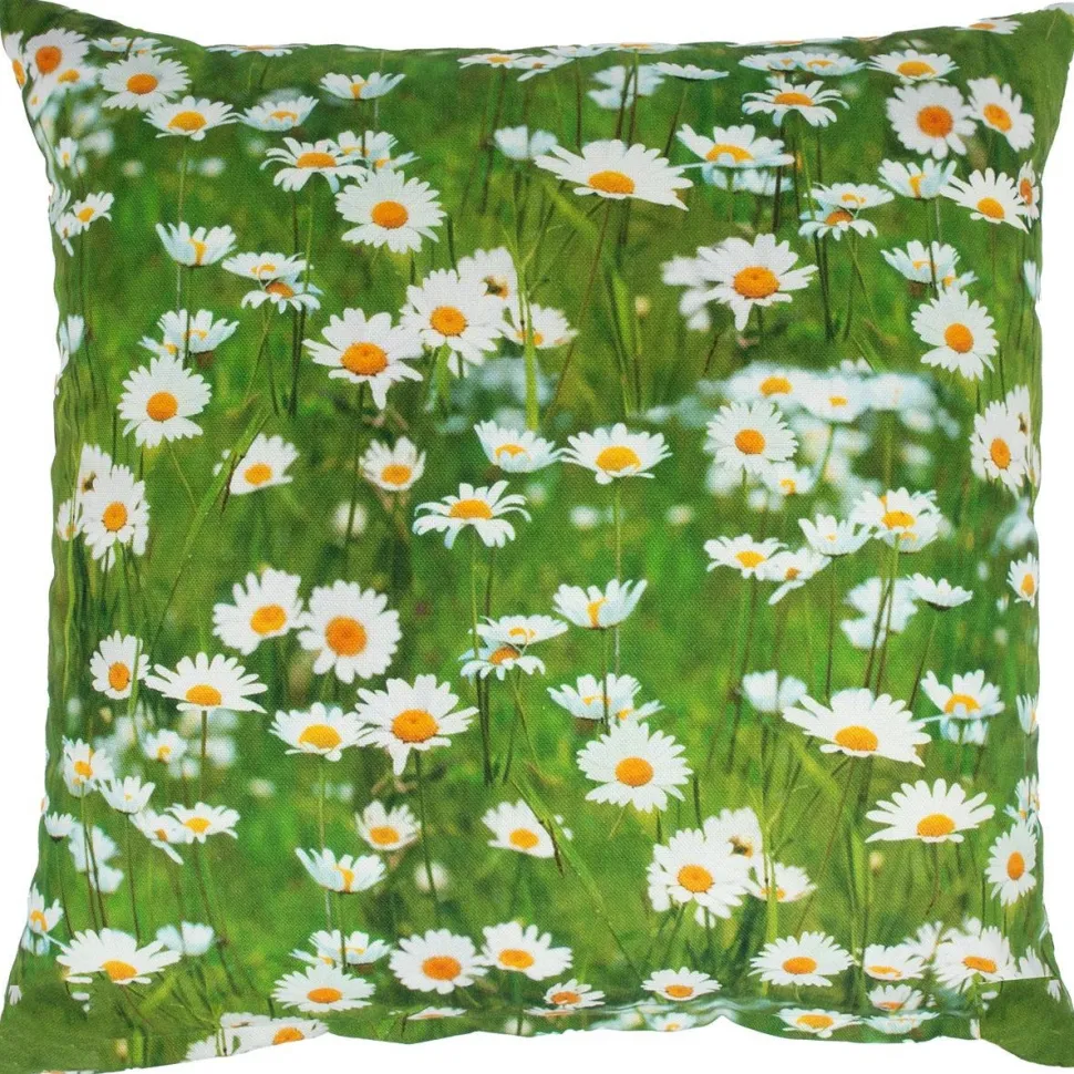Koristetyyny Home4You HOLLY 45x45 cm, päivänkakkarat, vihreä