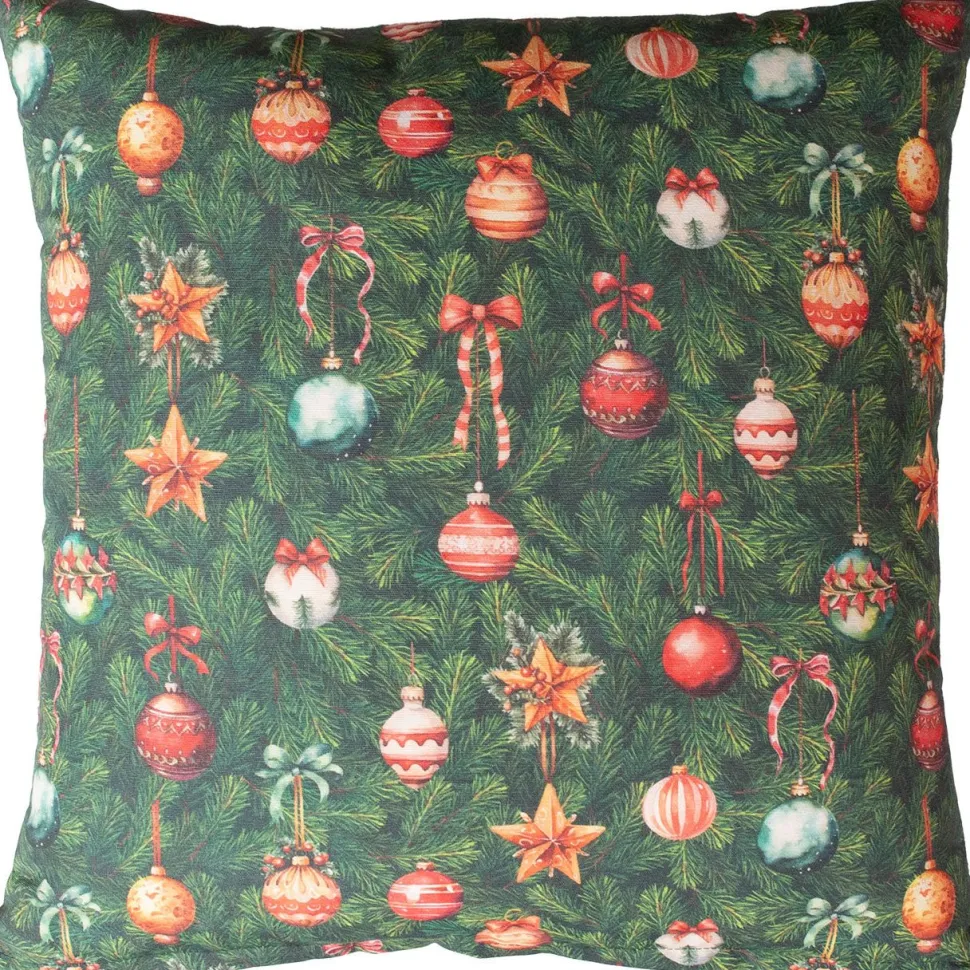 Koristetyyny Home4You CHRISTMAS NEW 45x45 cm, joulukoristeet kuusessa, monivärinen