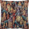 Koristetyyny Home4You HOLLY 45x45 cm, fantasiakaupunkikuosi, monivärinen