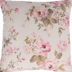 Koristetyyny Home4You HOLLY 45x45 cm, maalatut ruusut, vaaleanpunainen