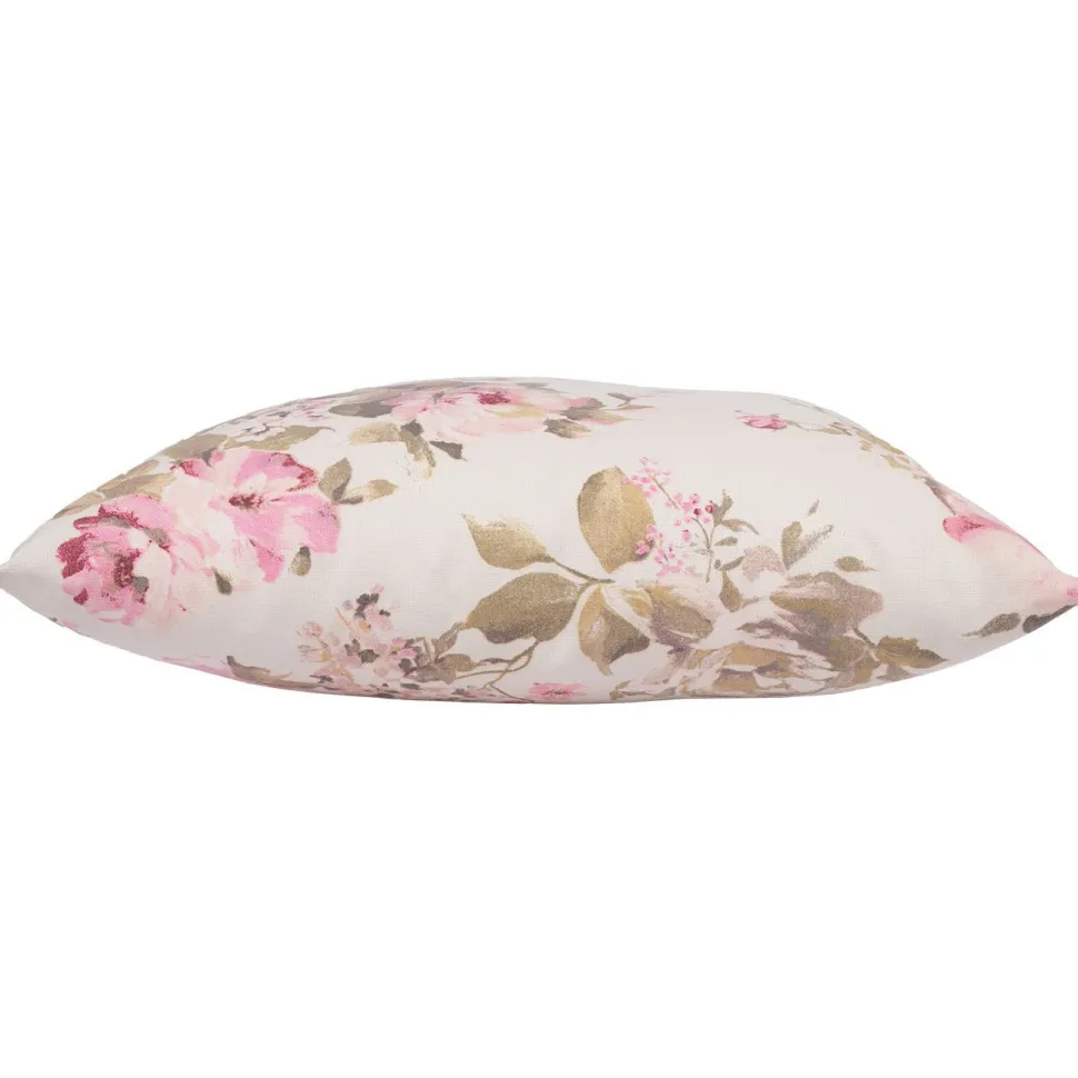 Koristetyyny Home4You HOLLY 45x45 cm, maalatut ruusut, vaaleanpunainen