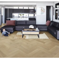 Kovapuulattia Kährs Life Authentic Chamomille Herringbone, ultramattalakattu, tammi, vasen