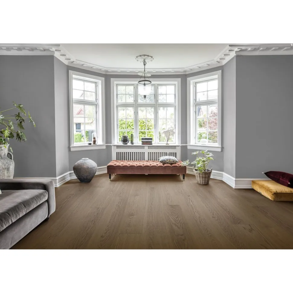 Kovetettu puulattia Bjelin Tammi Hagstad 3.0 Shadow Brown, harjattu, mattalakattu, eri kokoja