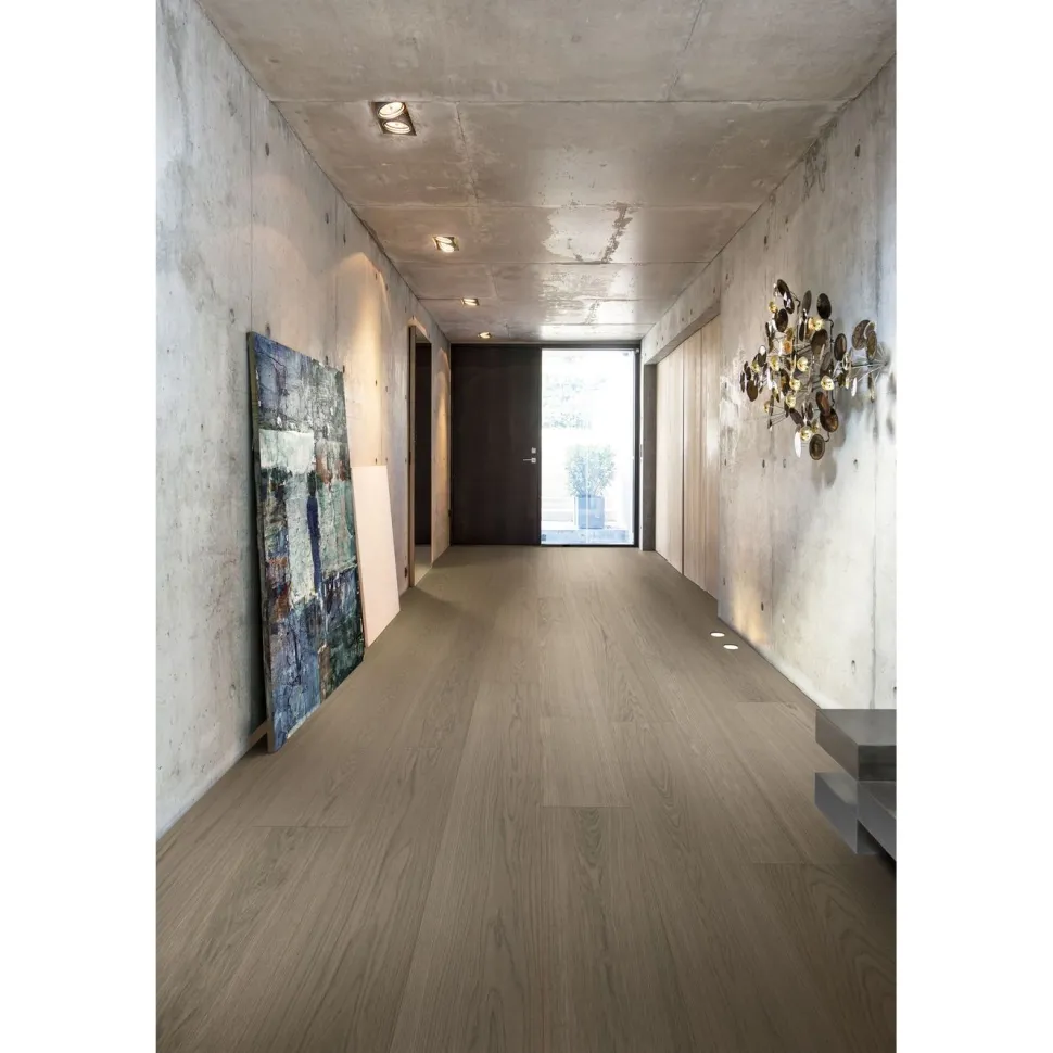 Kovetettu puulattia Bjelin Tammi Haradal 3.0 Mineral Grey, harjattu, mattalakattu, eri kokoja