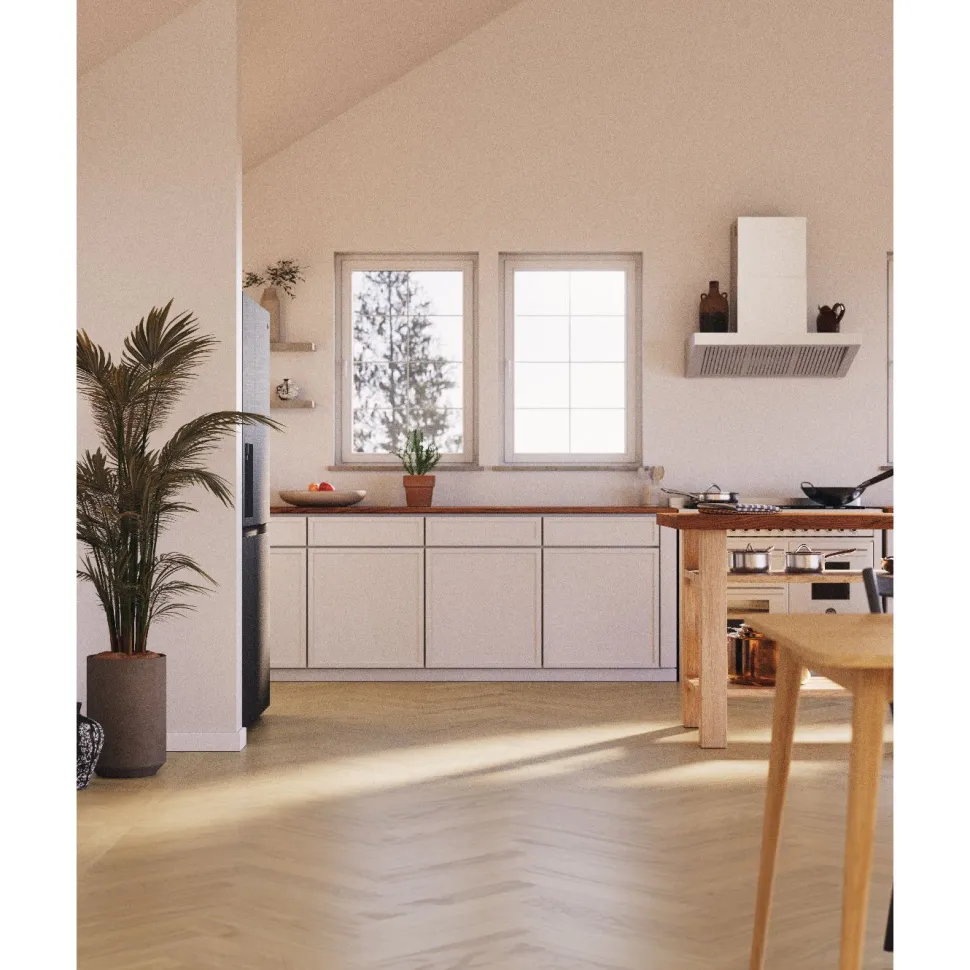 Kovetettu kalanruotolattia Bjelin Woodura Sigtuna 3.0 Classic Oak Select Misty White, 91x546mm