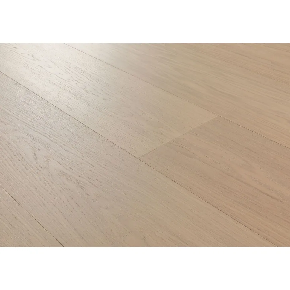 Kovetettu puulattia Bjelin Tammi Larvik 3.0 Powder White XL, harjattu, mattalakattu
