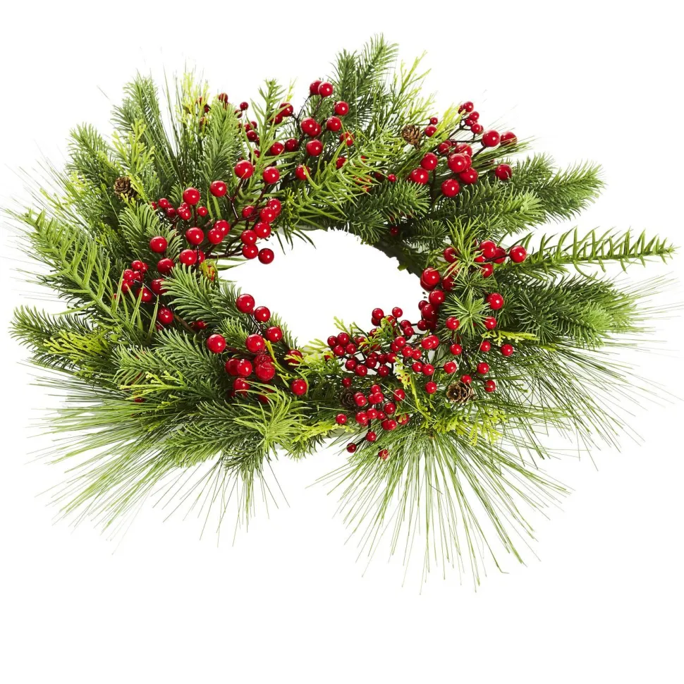 Kranssi Nordic Winter ø60 cm marjoilla ja havuilla