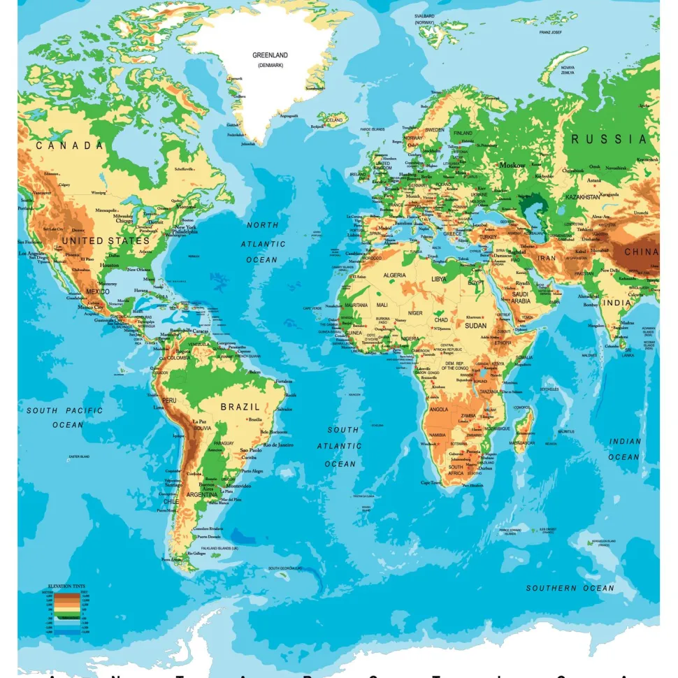 Kuvatapetti Dimex World Map, 225x250cm, monivärinen