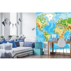 Kuvatapetti Dimex World Map, 225x250cm, monivärinen