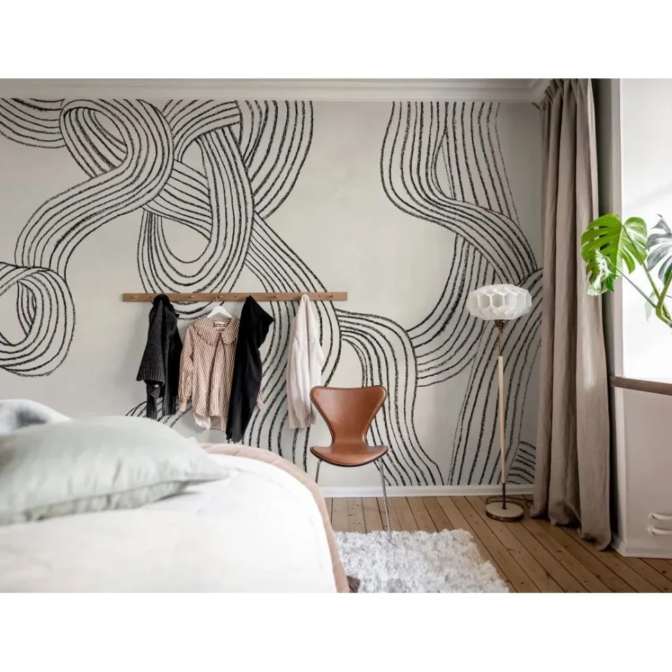Kuvatapetti Rebel Walls Stripes Repeatable mustavalkoinen, mittatilaus, non-woven