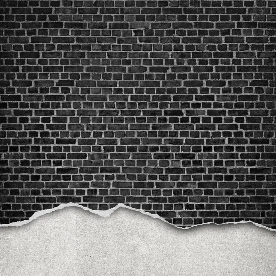 Kuvatapetti Rebel Walls Well-Worn Brick Wall Black, tiiliseinä, non-woven, mittatilaus