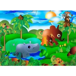 Kuvatapetti Artgeist Animal family, 70x100cm, vihreä