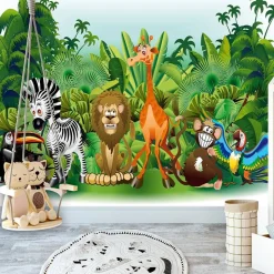 Kuvatapetti Artgeist Jungle Animals, 100x70cm, vihreä
