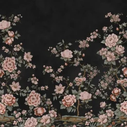 Kuvatapetti Rebel Walls Floral Chinoiserie musta, mittatilaus, non-woven