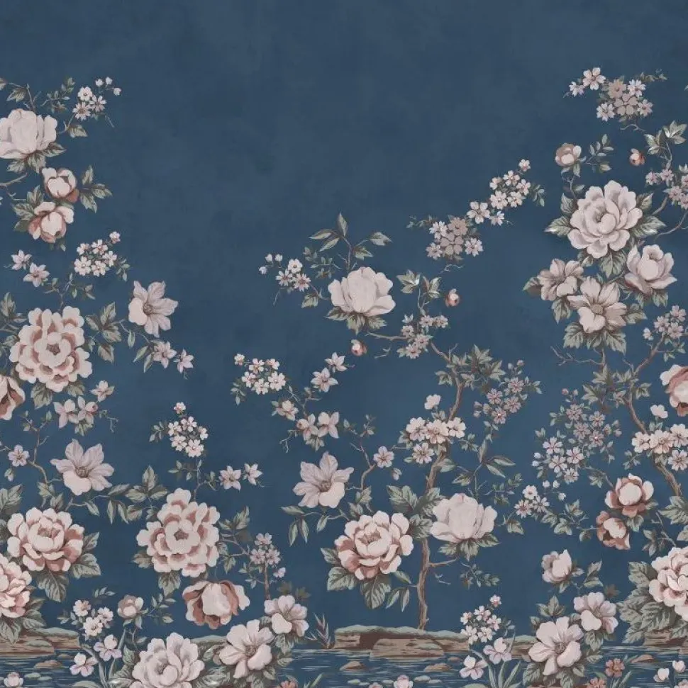 Kuvatapetti Rebel Walls Floral Chinoiserie tummansininen, mittatilaus, non-woven