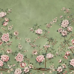Kuvatapetti Rebel Walls Floral Chinoiserie vihreä, mittatilaus, non-woven